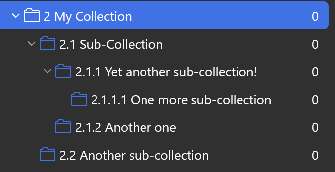 Full hierarchy: 2.1, 2.1.1, 2.1.1.1, 2.1.2, 2.2