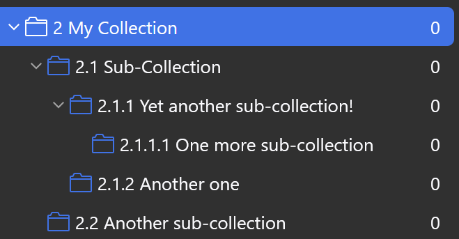 Before reorder: 2.1.1 Yet another sub-collection!, 2.1.2 Another one